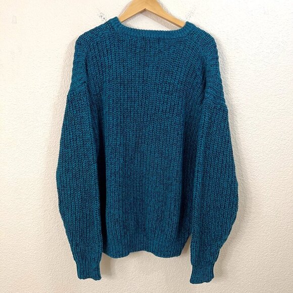 Vintage Cambridge Classics Size XL Men Green Chunky Knit Thick Fisherman Sweater - Picture 3 of 7